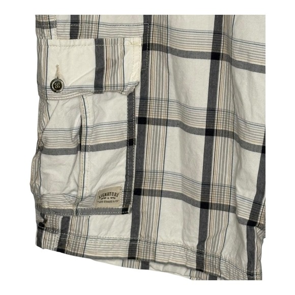 Levi Strauss Signature Cargo Shorts Plaid Casual‎ Outdoor Everyday Men Size 40 - Picture 3 of 8